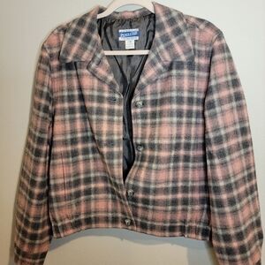Pendleton Pink and Gray 100% Wool‎ Jacket Size 10 NEW